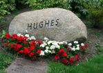 Gravestone and adornment for Hughes (no relation).